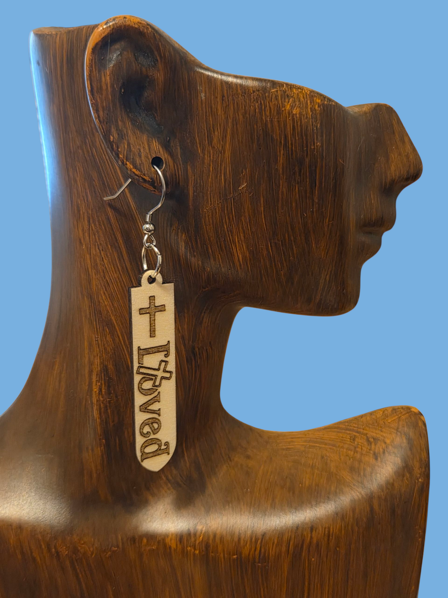 Cross Loved Engraved Wood Earrings | Faith Jewelry Gift | John 3:16 Card Included