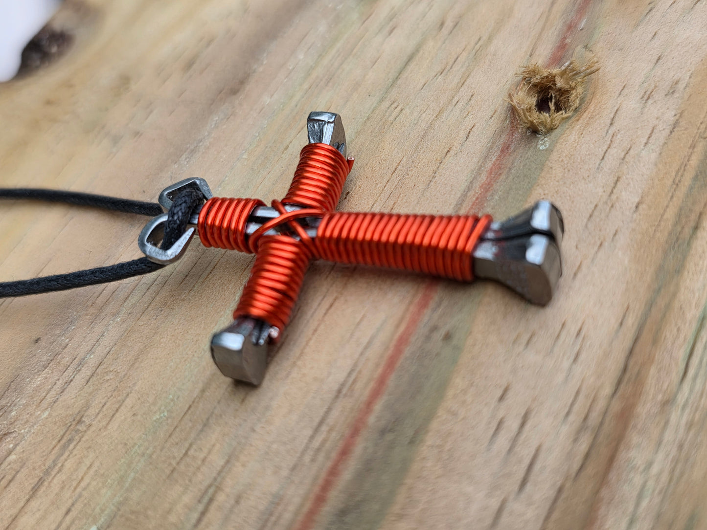 Orange Cross Necklace