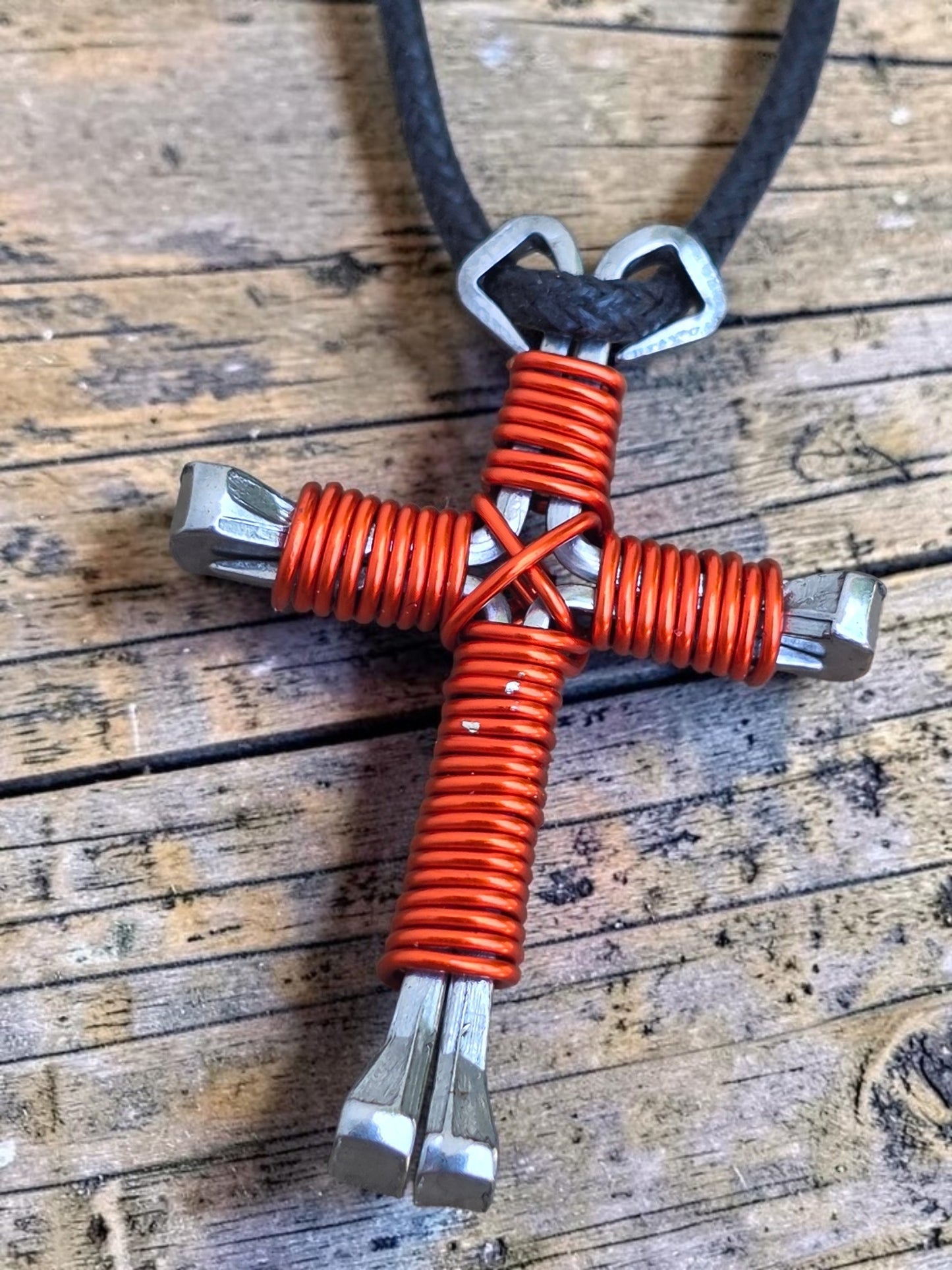 Orange Cross Necklace