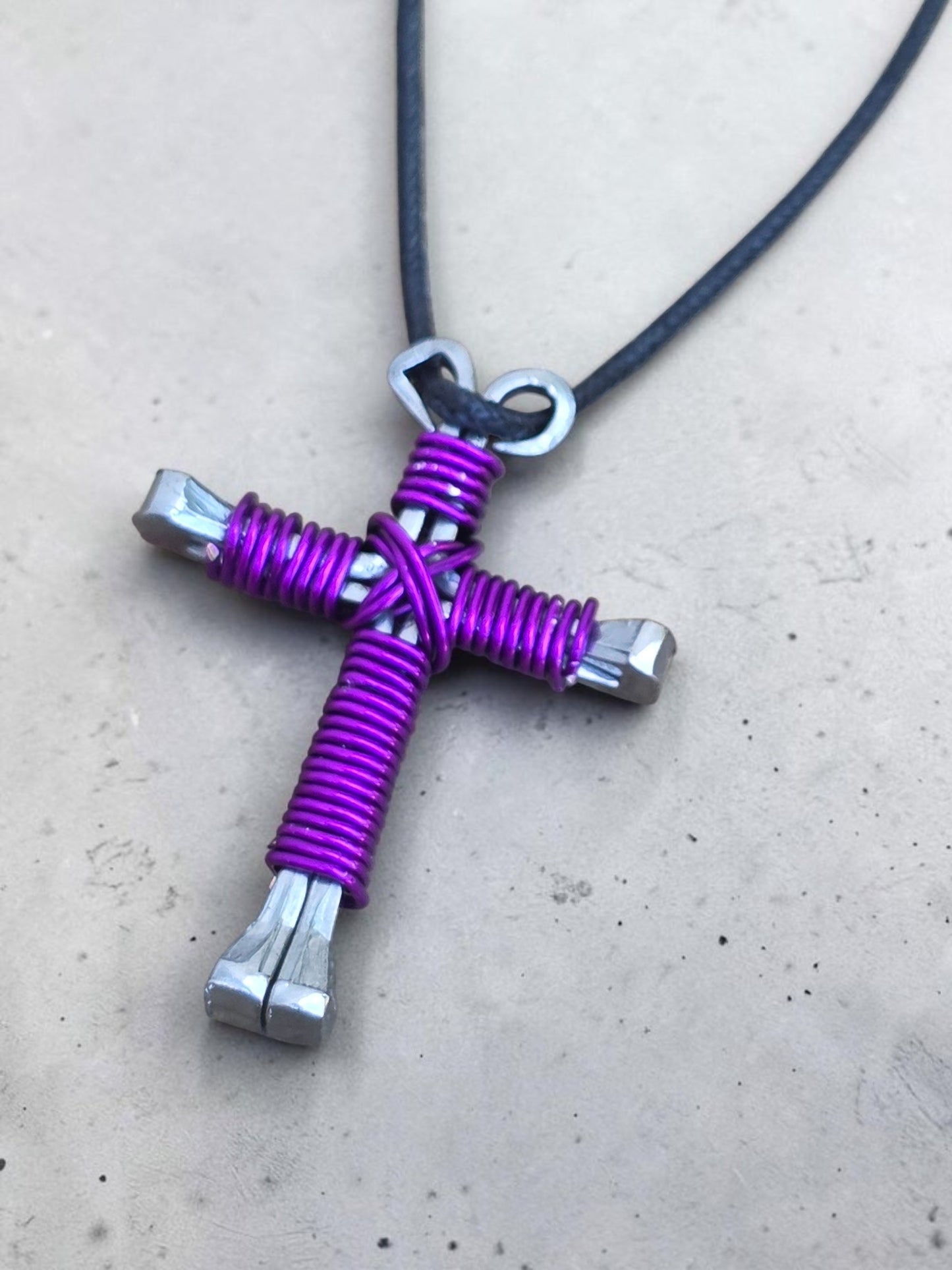 Purple Horseshoe Nail Necklace