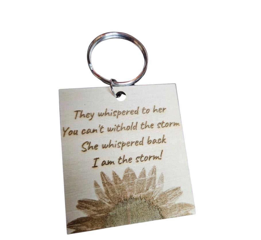 Engraved Sunflower Keychain: Inspirational Gift for Strong Women