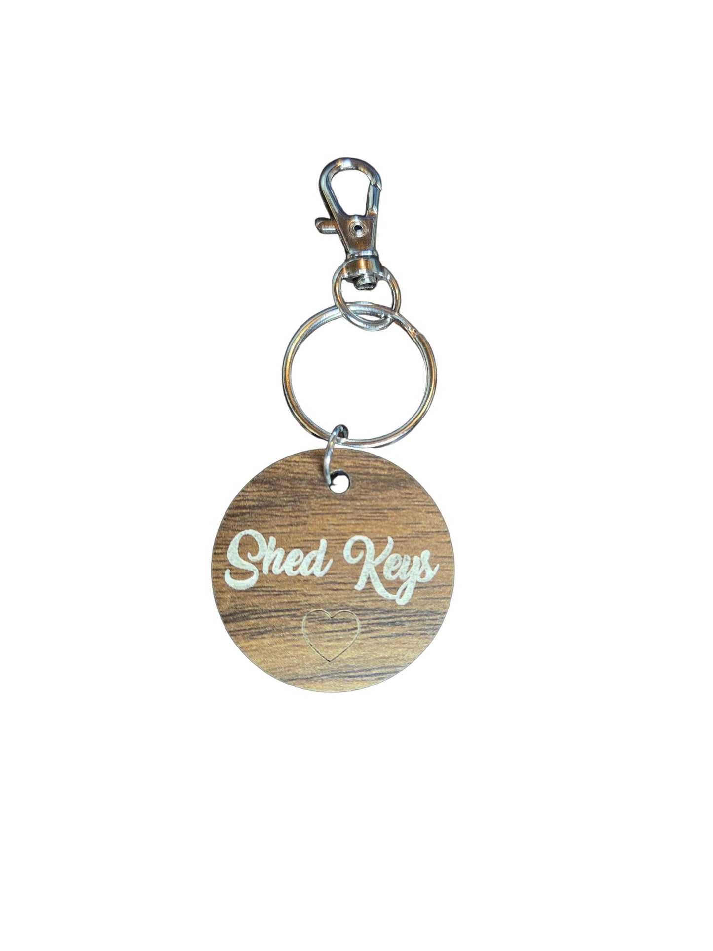 Walnut Wood Shed Keys Keychain: Engraved Rustic Keyring