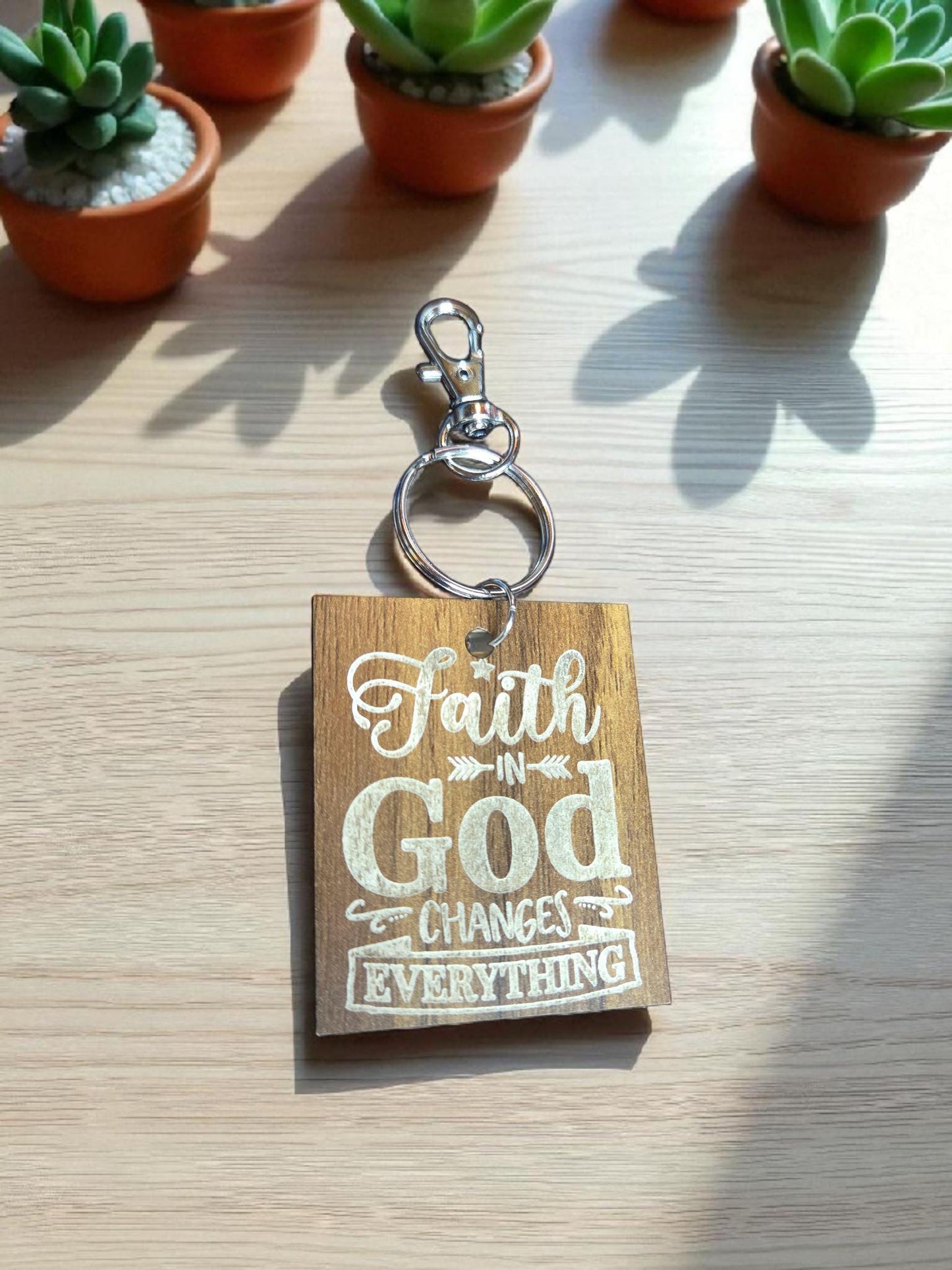 Faith in God Changes Everything Keychain