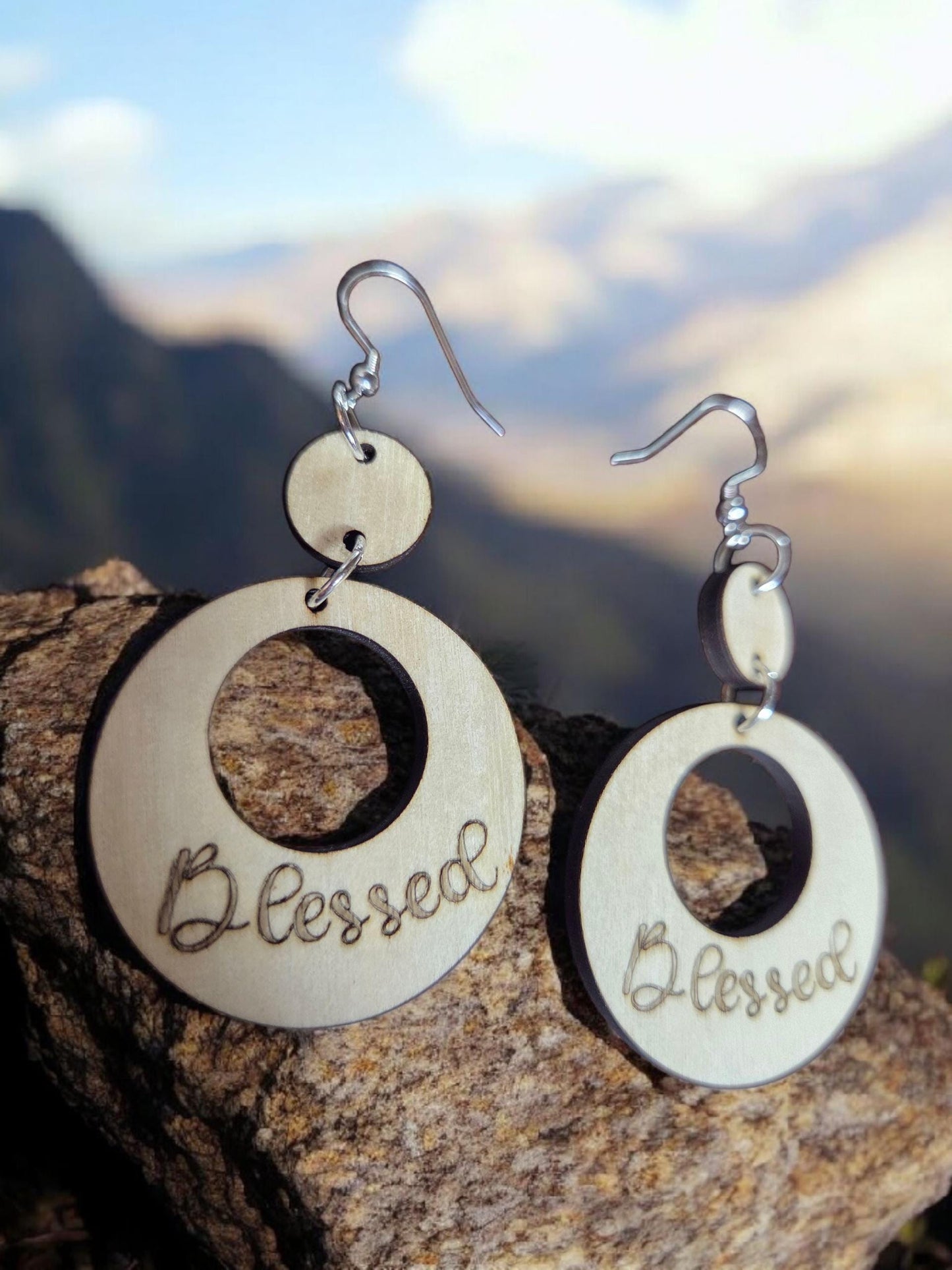 Engraved Blessed Dangle Earrings: Christian Jewelry Gift