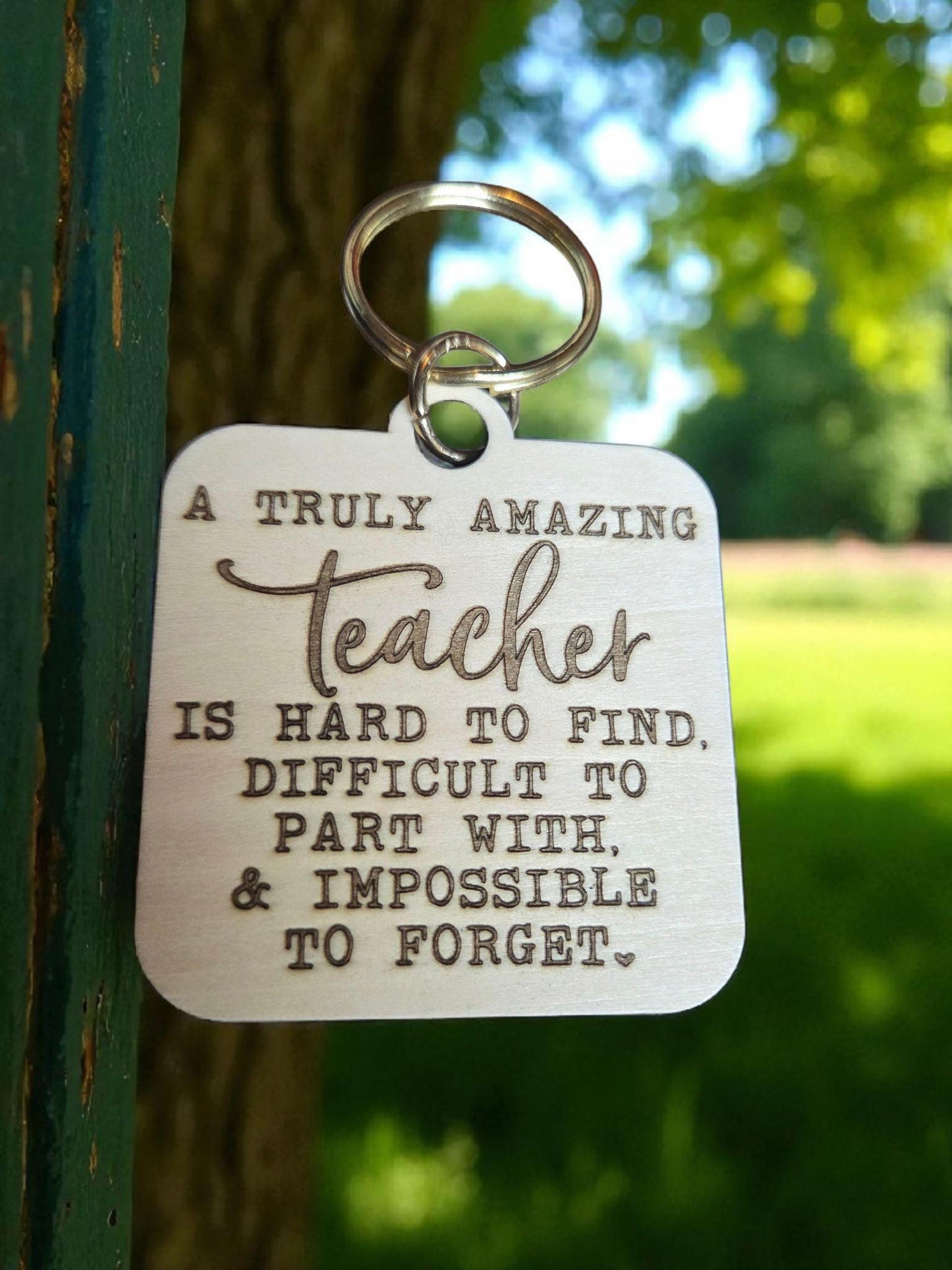 Engraved Basswood Teacher Keychain: Appreciation Gift