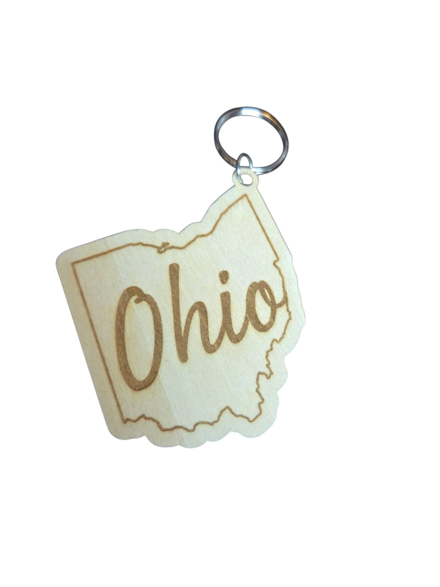 Engraved Basswood Ohio Keychain: State Souvenir