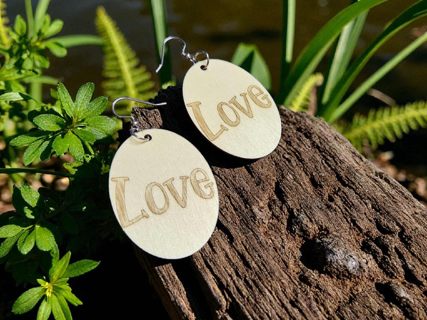 Faith Hope or Love Engraved Earrings