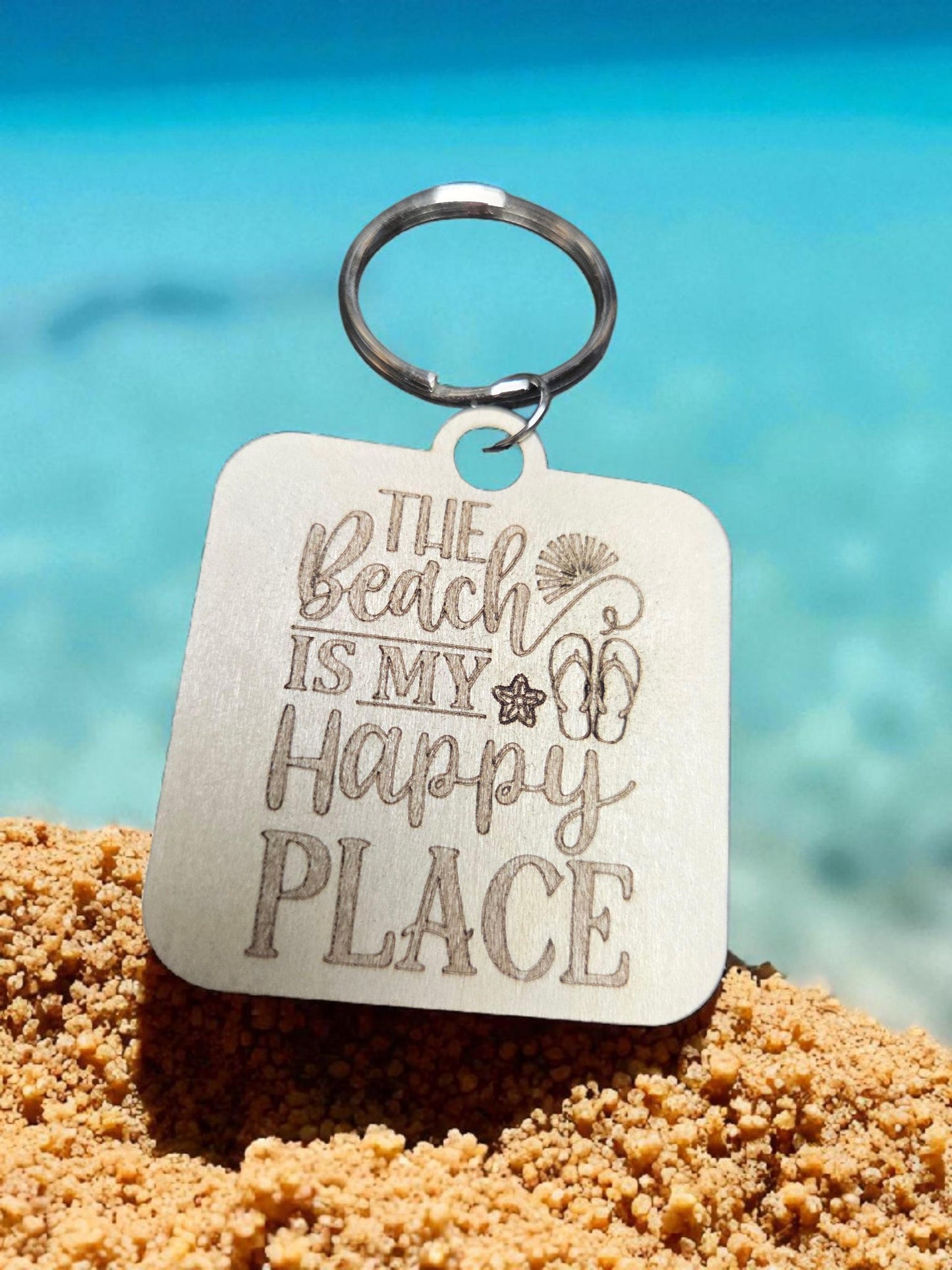 Beach Is My Happy Place Keychain