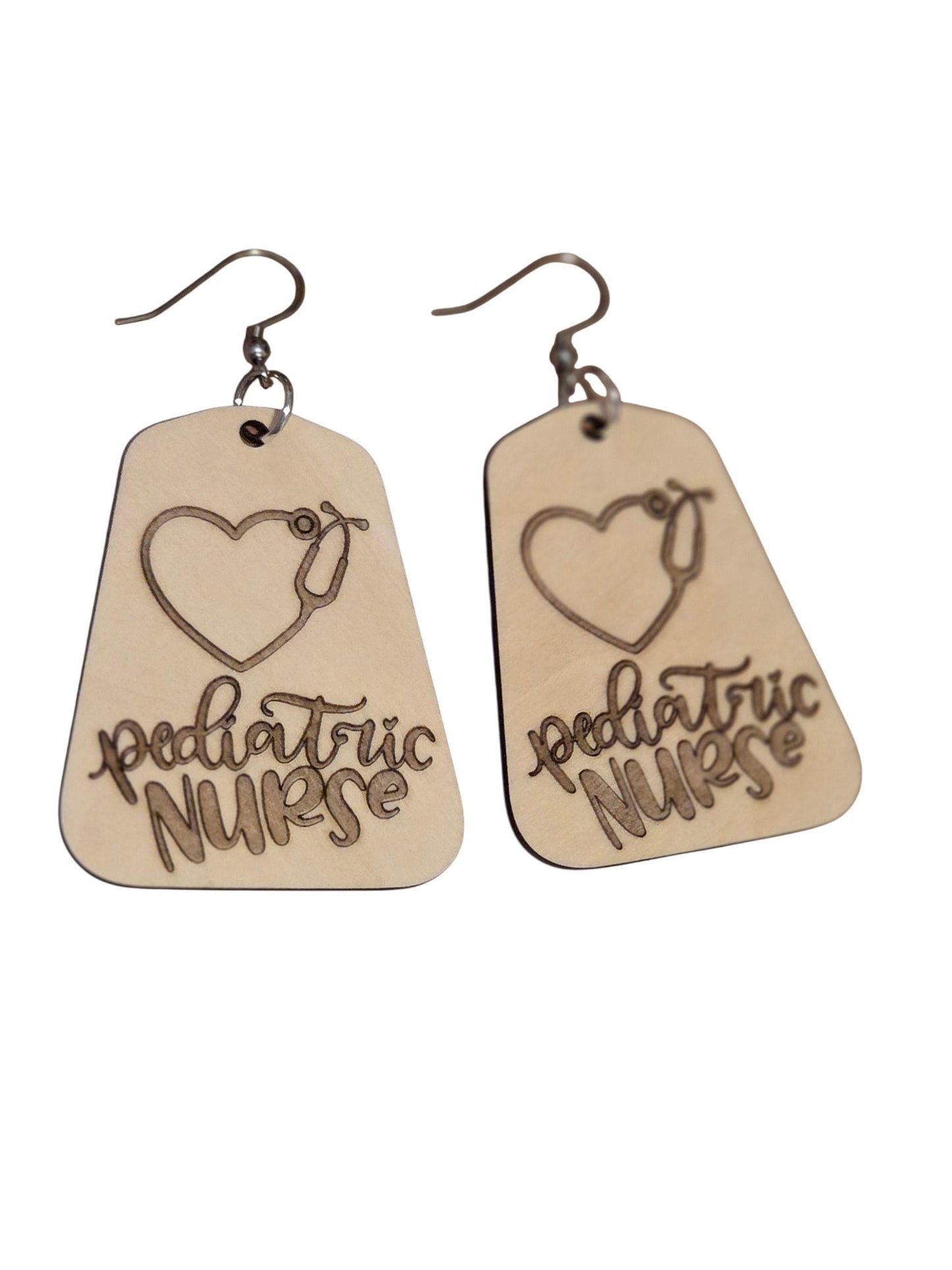 Pediatric Nurse Wood Earrings Gift