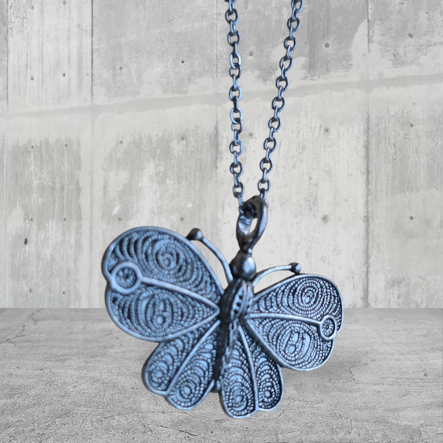 Silver Butterfly Pendant Necklace