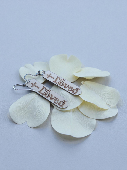 Cross Loved Engraved Wood Earrings | Faith Jewelry Gift | John 3:16 Card Included