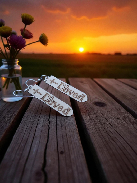Cross Loved Engraved Wood Earrings | Faith Jewelry Gift | John 3:16 Card Included
