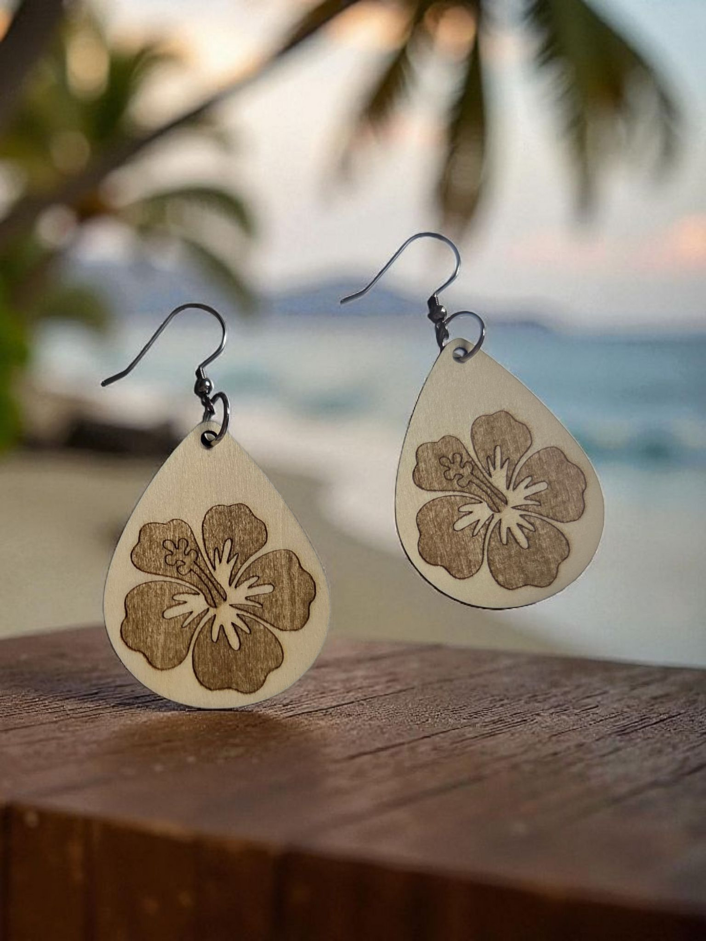 Cutout Cross Engraved Wood Earrings