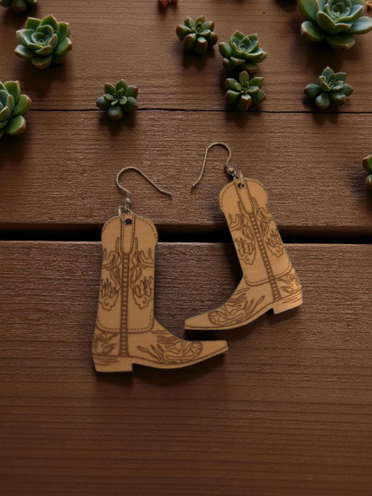 Large Cowgirl Boot Earrings