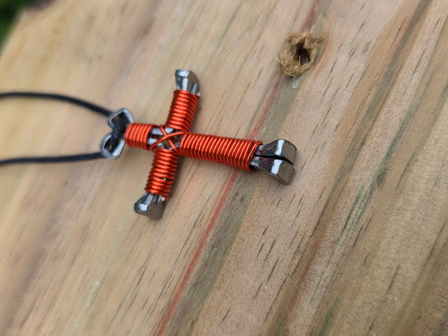 Orange Cross Necklace