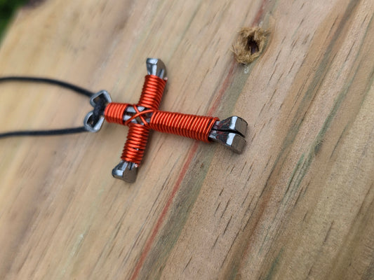 Orange Cross Necklace