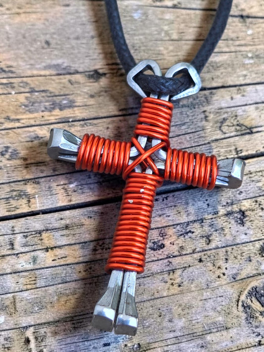 Orange Cross Necklace