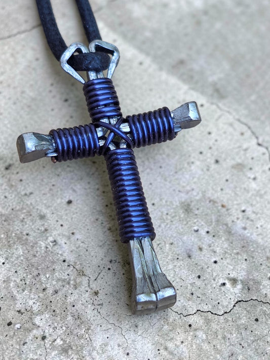 Navy Blue Cross Necklace