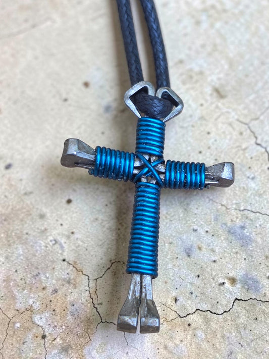 Cool Blue Cross Necklace