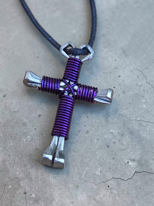 Dark Purple Cross Necklace