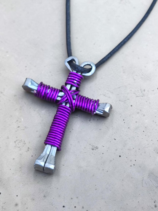 Purple Horseshoe Nail Necklace