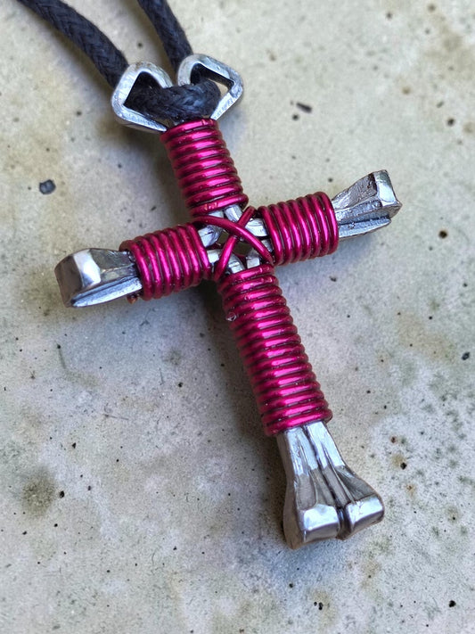 Fuchsia Cross Necklace