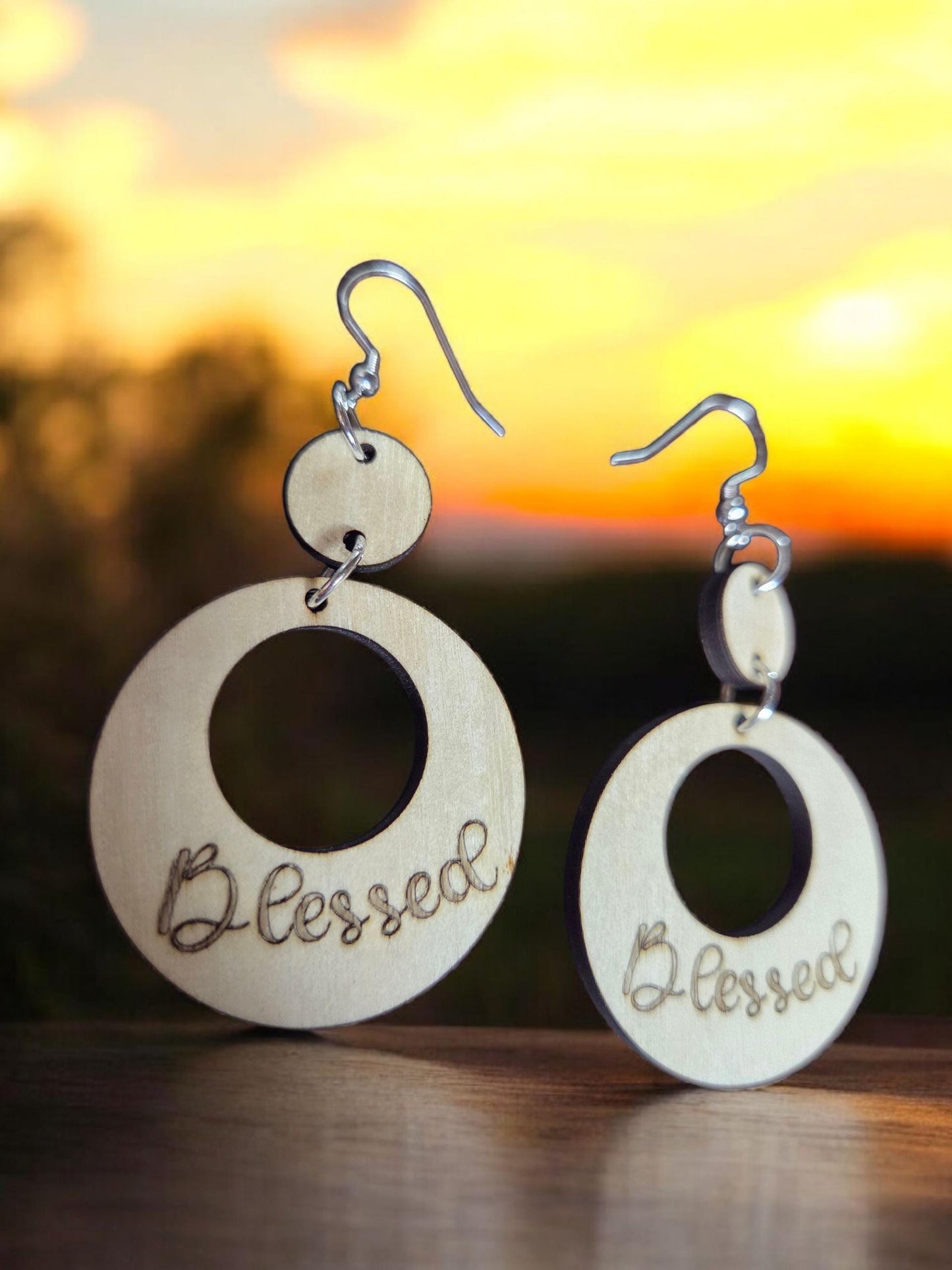 Engraved Blessed Dangle Earrings: Christian Jewelry Gift