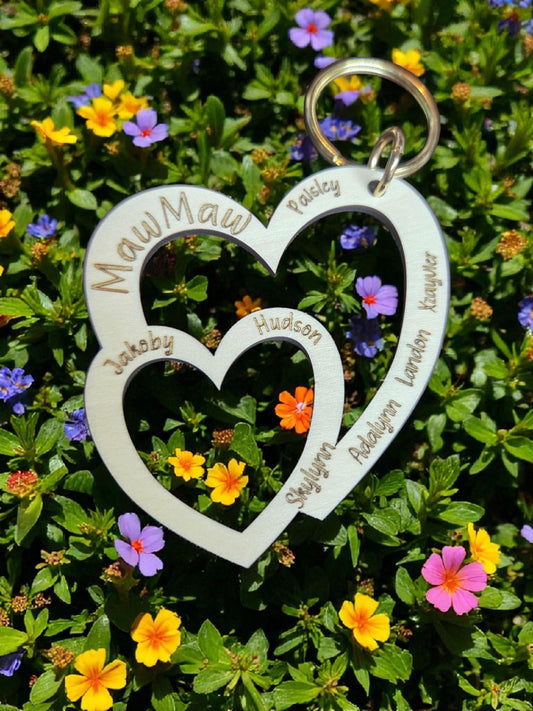 Heart Keychain or Necklace with custom names