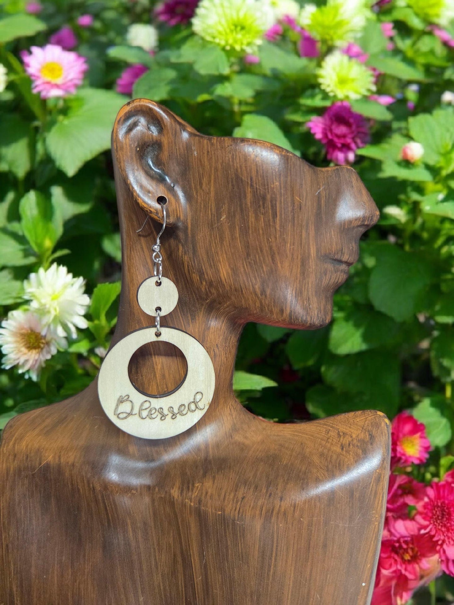 Engraved Blessed Dangle Earrings: Christian Jewelry Gift