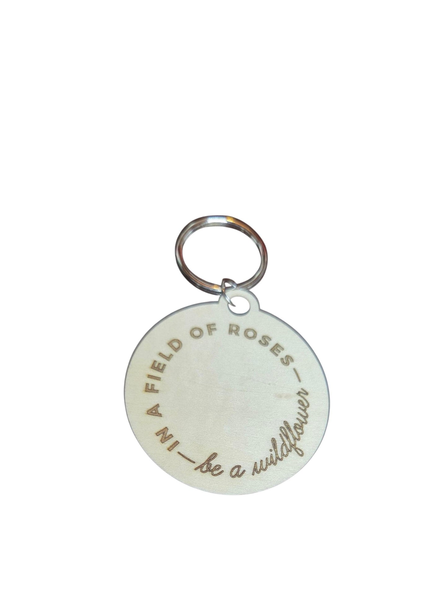 Engraved Basswood Wildflower Keychain: Rustic Nature Lover Gift