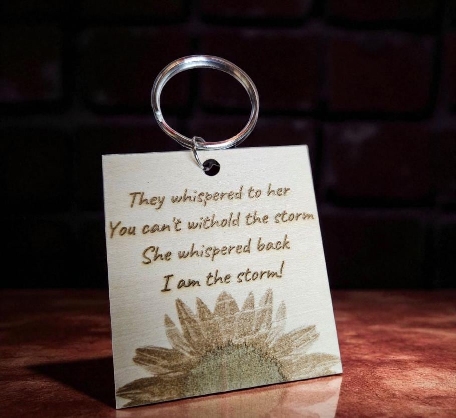 Engraved Sunflower Keychain: Inspirational Gift for Strong Women