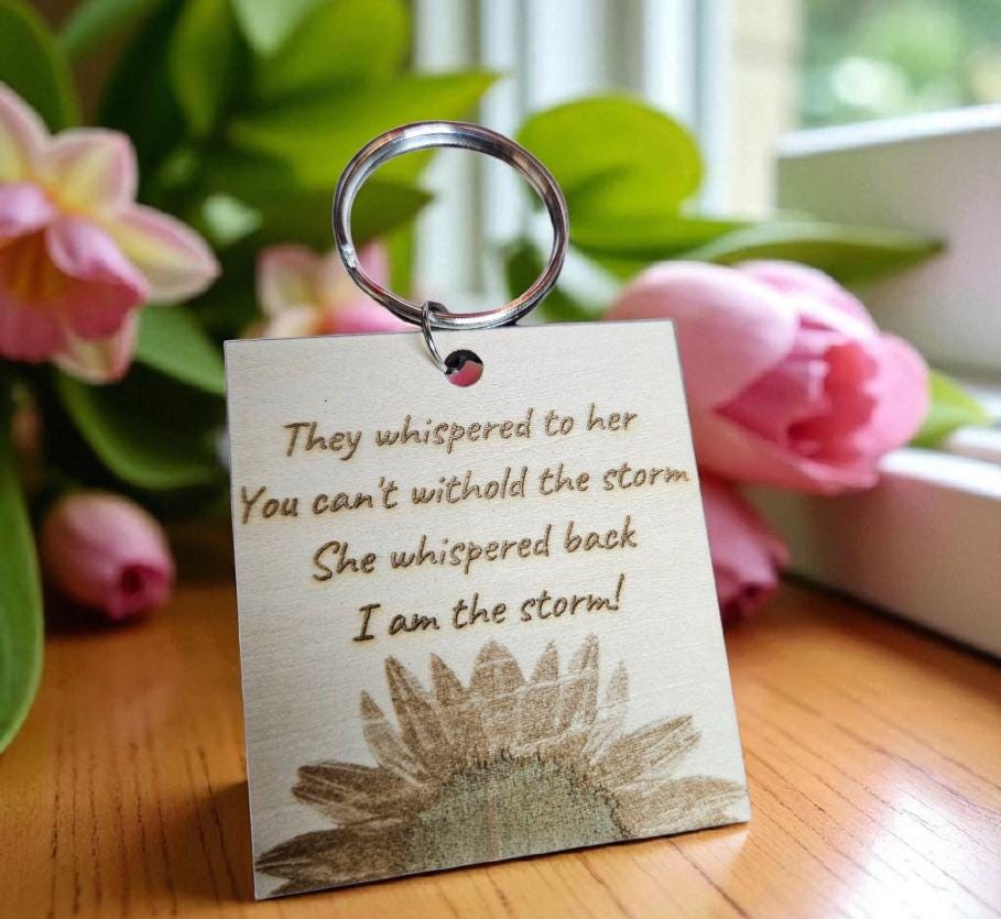Engraved Sunflower Keychain: Inspirational Gift for Strong Women