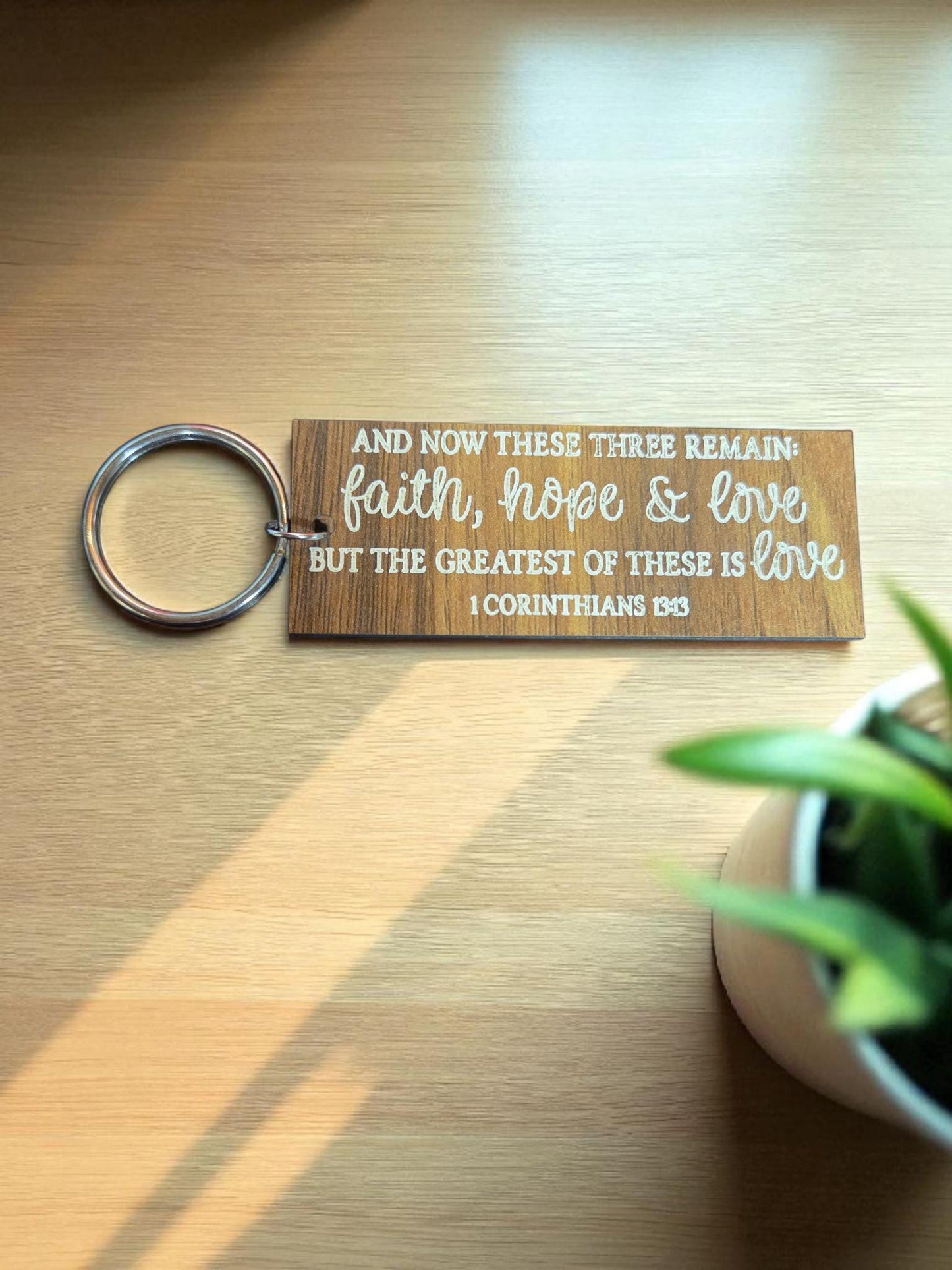 Faith Hope and Love Keychain