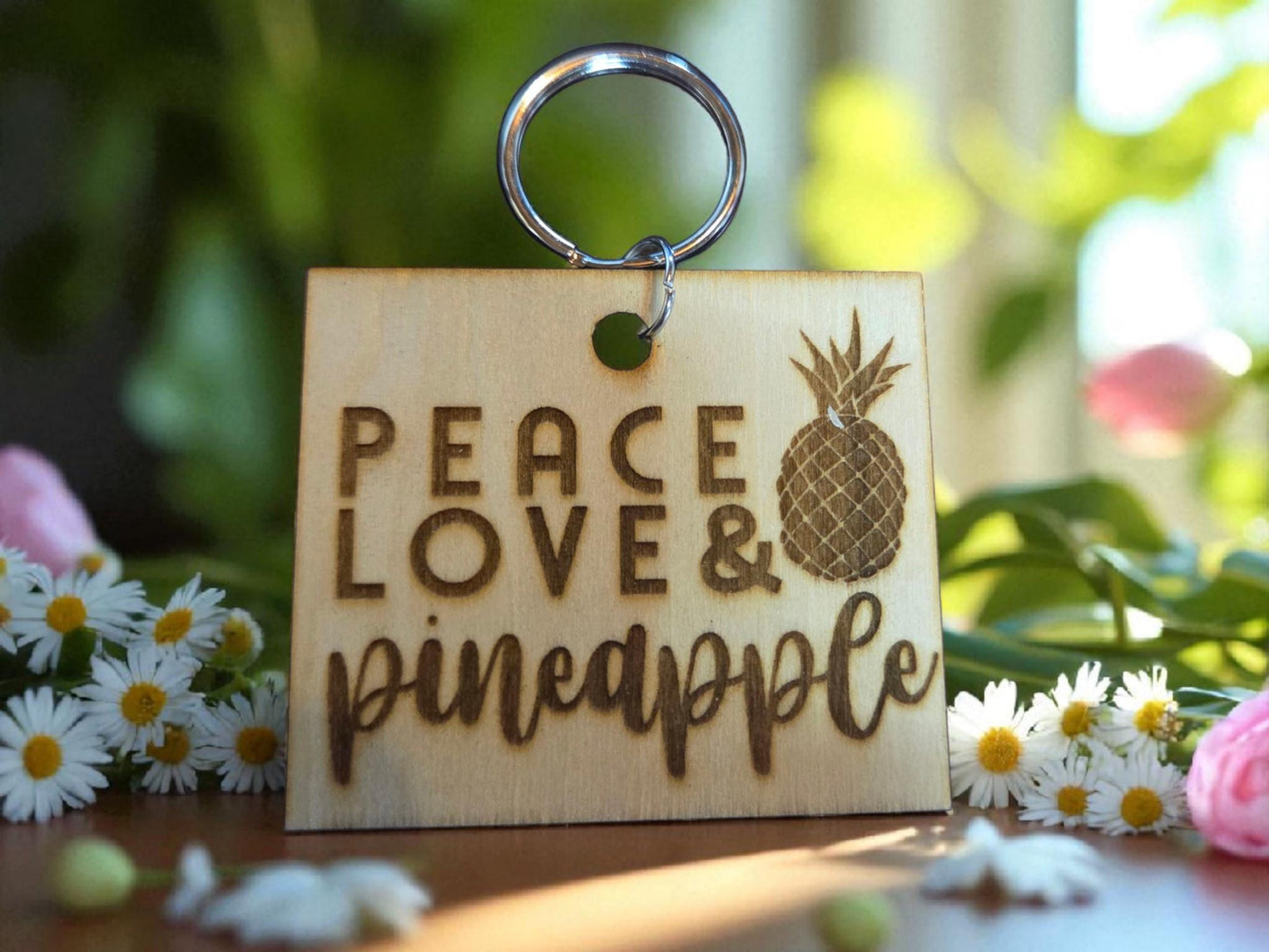 Peace Love and Pineapple Keychain