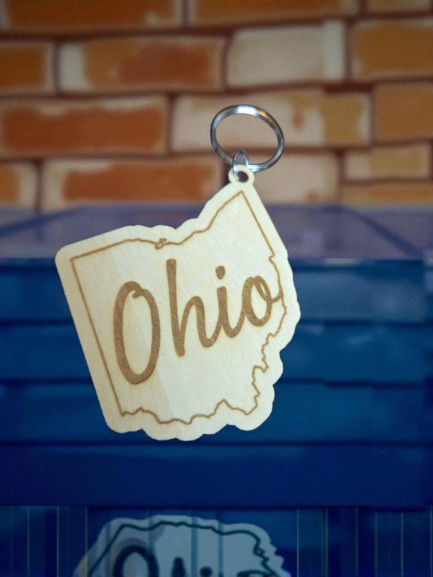 Engraved Basswood Ohio Keychain: State Souvenir