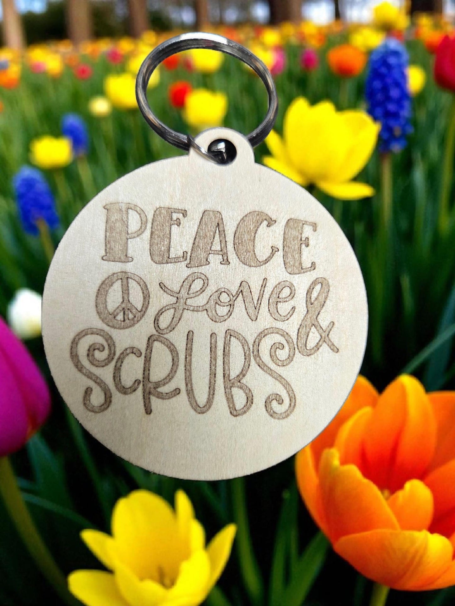 Peace Love & Scrubs Keychain