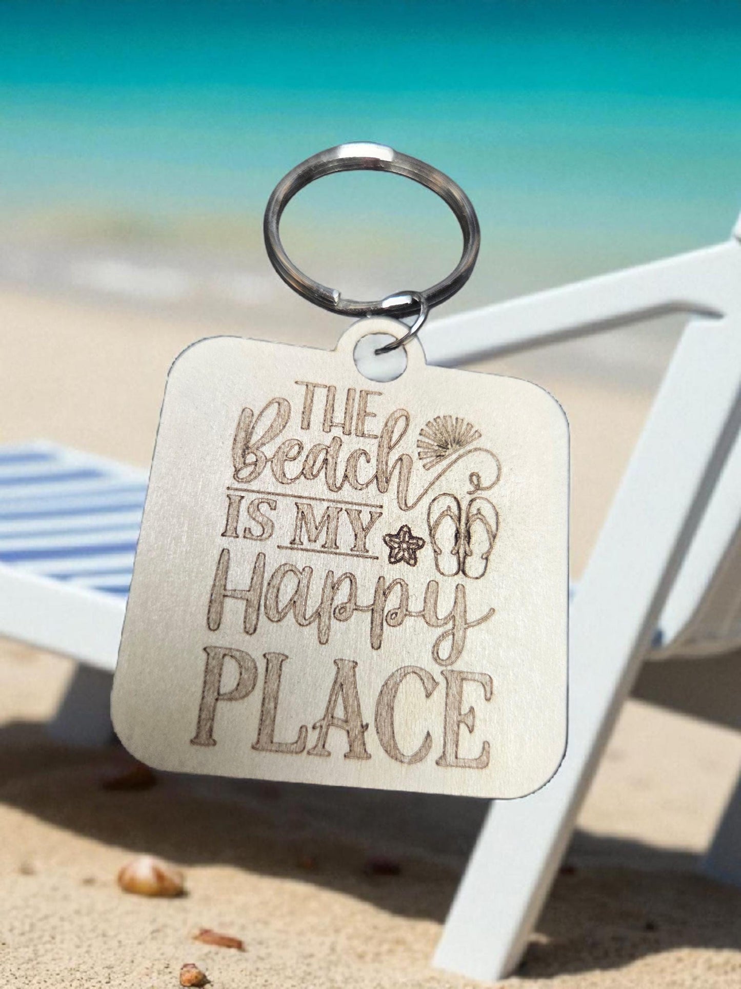 Beach Is My Happy Place Keychain