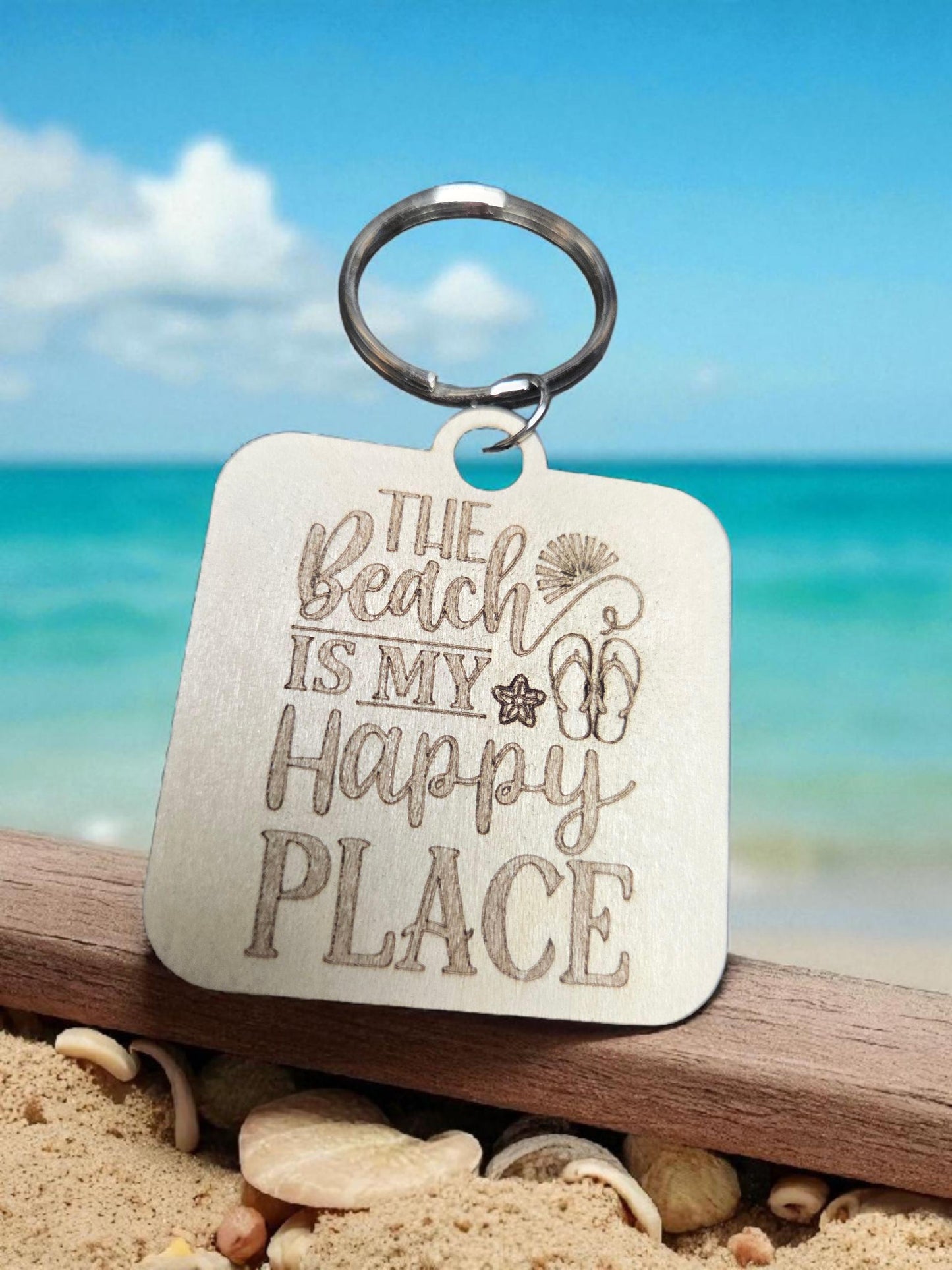 Beach Is My Happy Place Keychain
