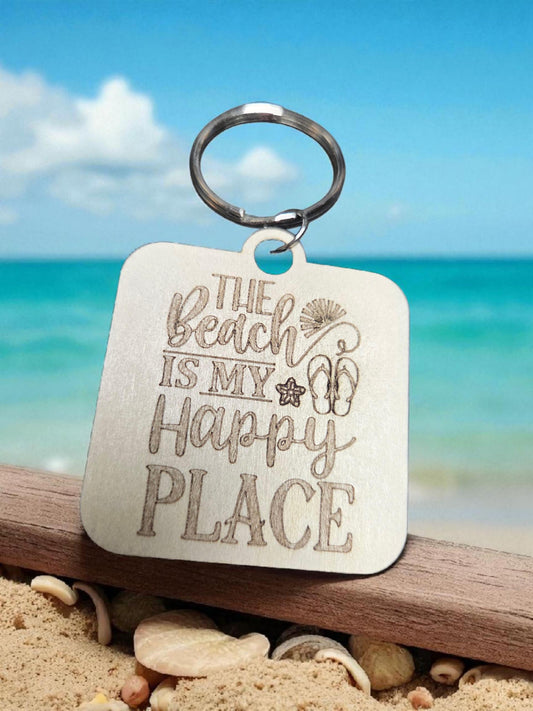 Beach Is My Happy Place Keychain