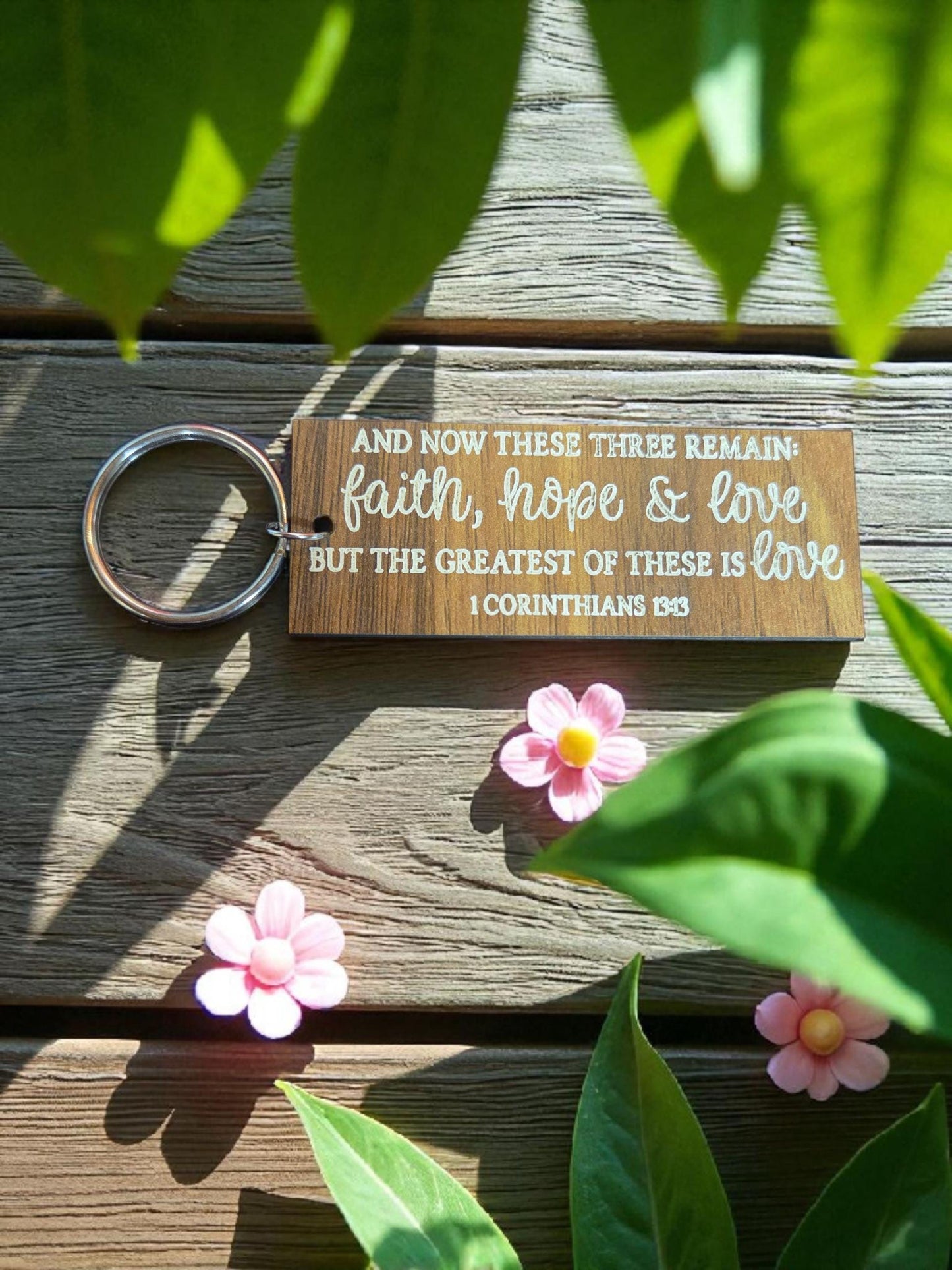 Faith Hope and Love Keychain