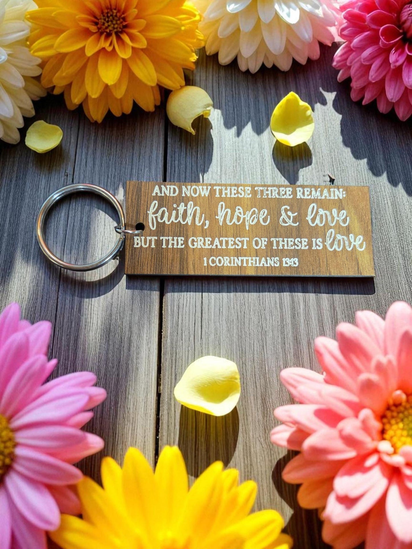 Faith Hope and Love Keychain