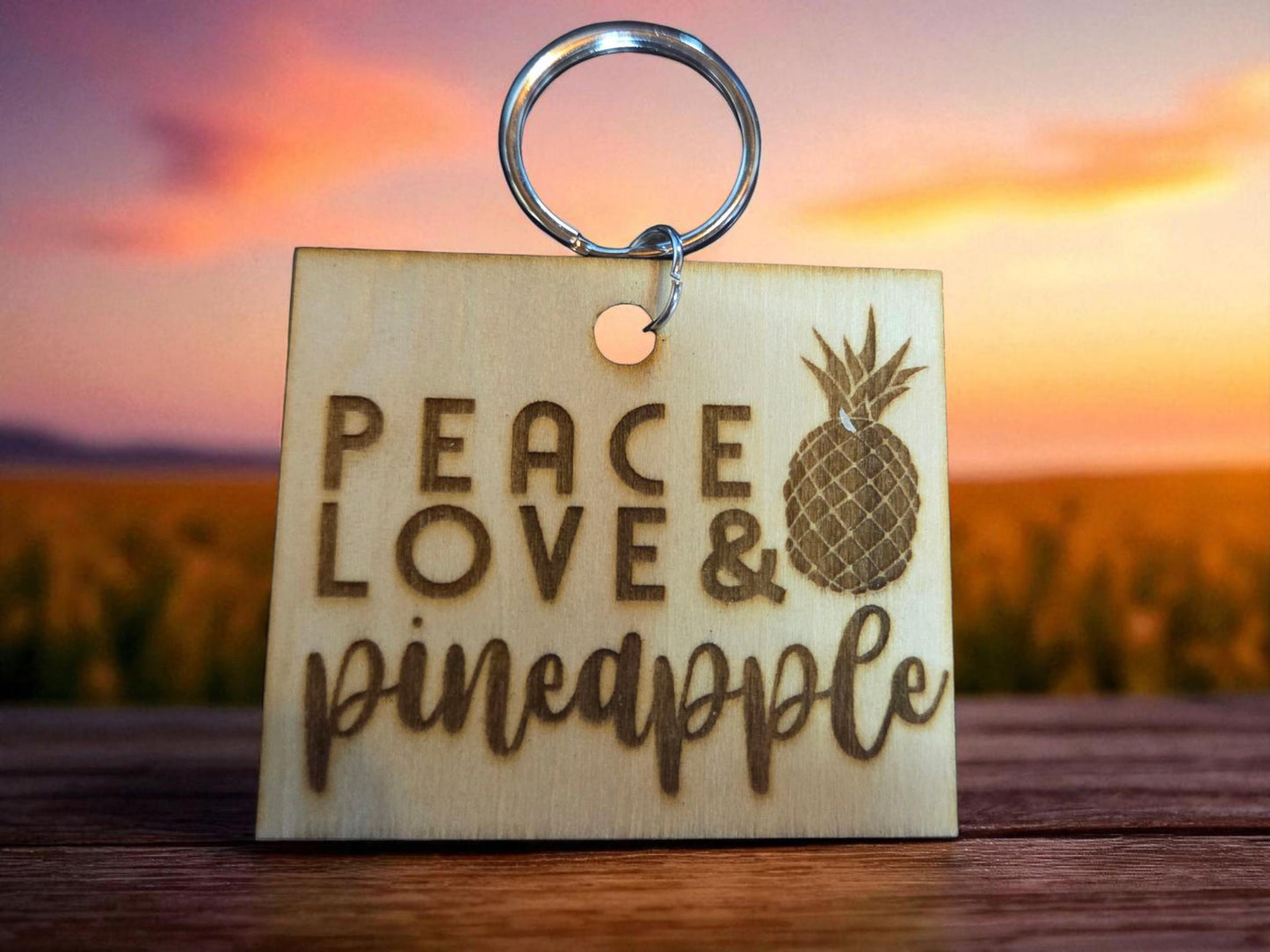 Peace Love and Pineapple Keychain