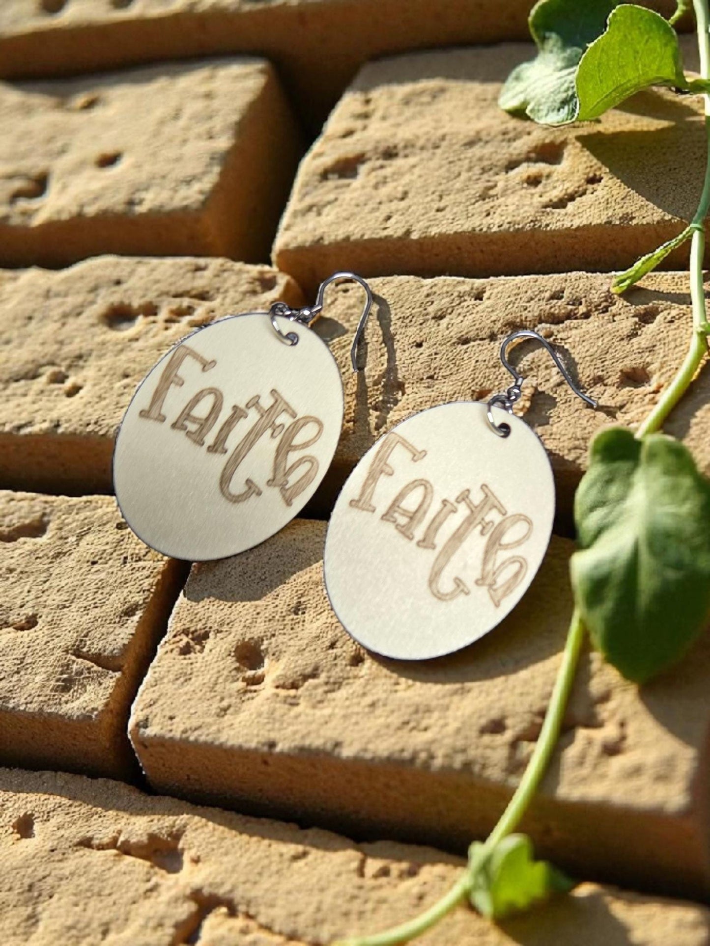 Faith Hope or Love Engraved Earrings