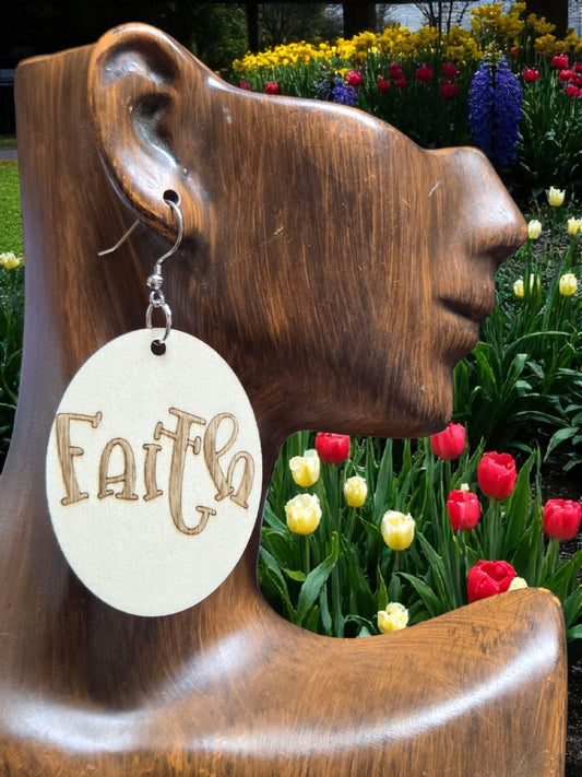 Faith Hope or Love Engraved Earrings
