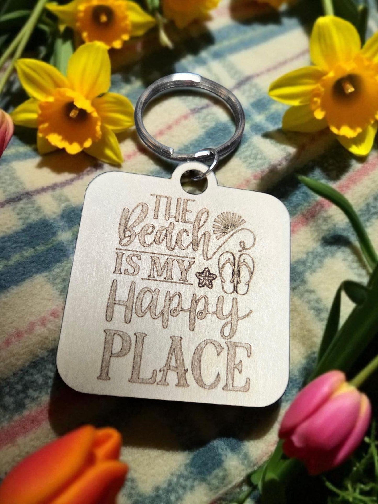 Beach Is My Happy Place Keychain