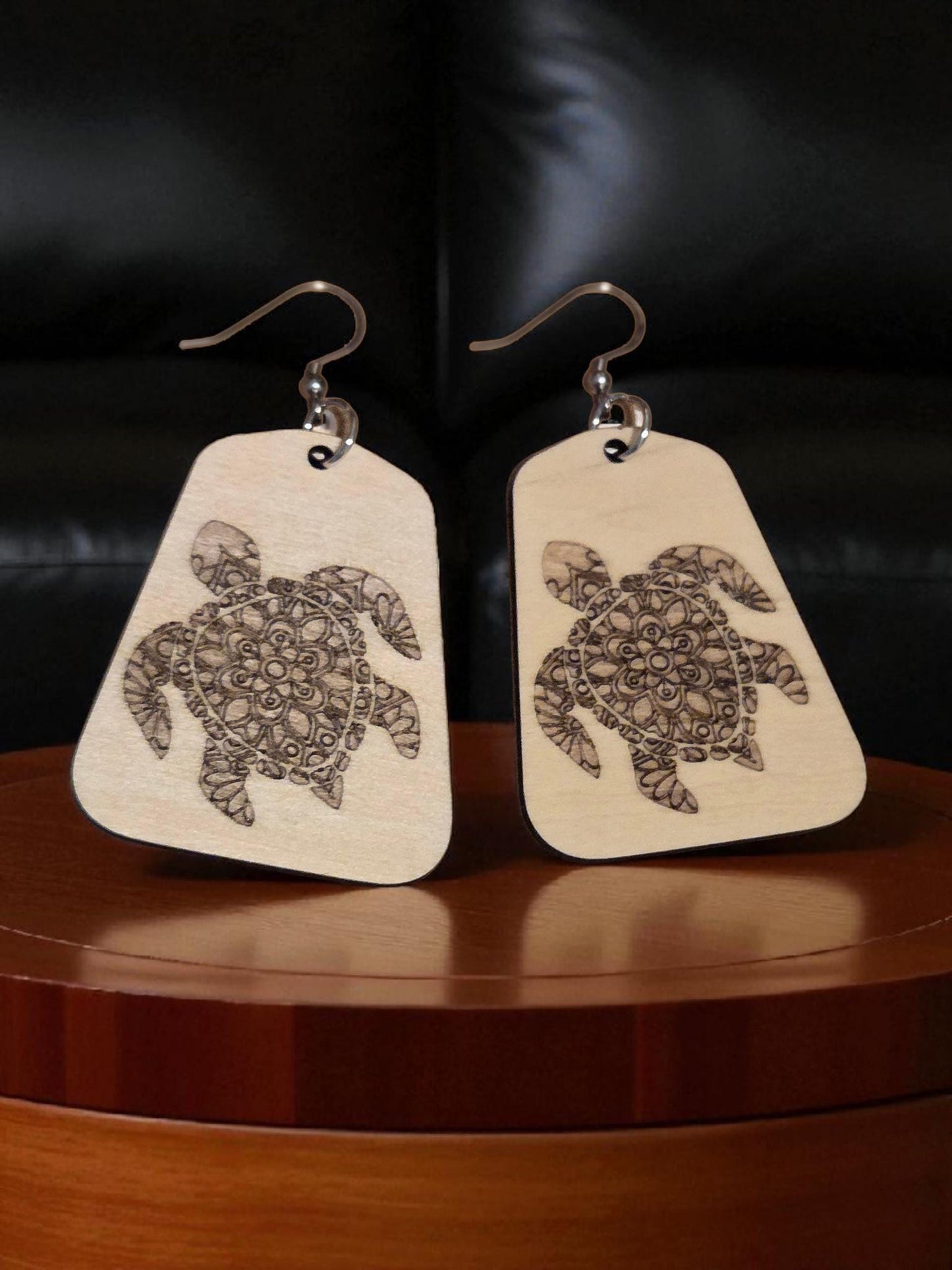 Sea Turtle Wood Earrings