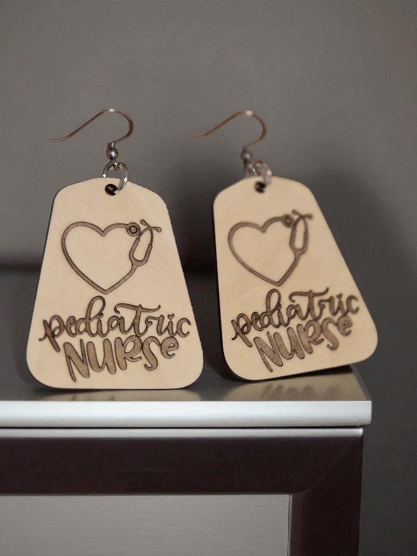 Pediatric Nurse Wood Earrings Gift