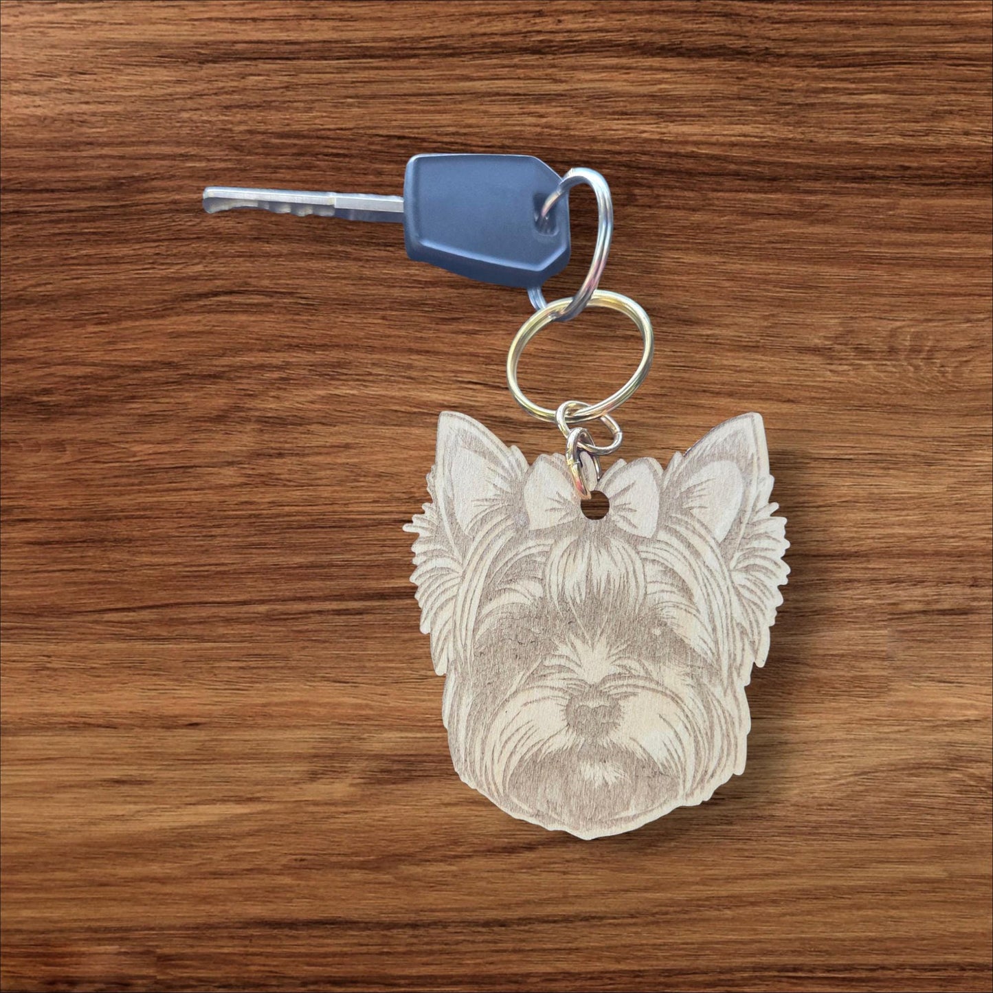 Yorkie Keychain: Engraved Yorkshire Terrier Keyring - Gift for Dog Lovers