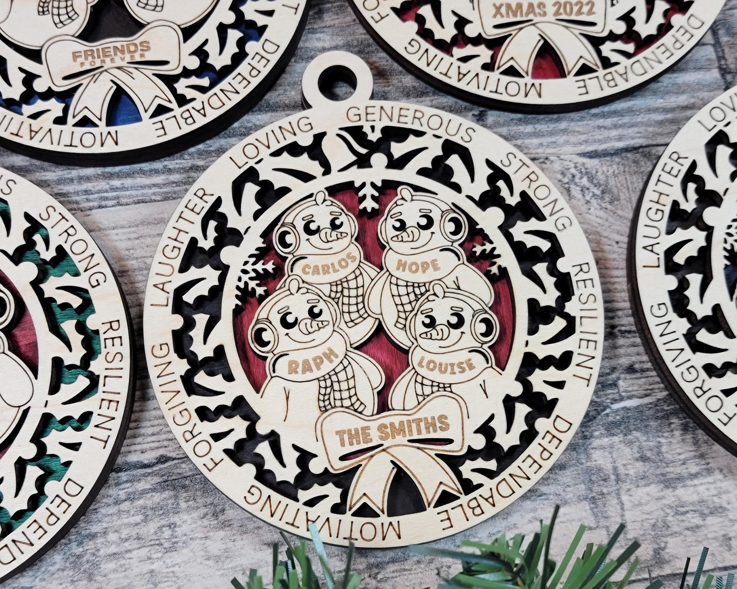 Custom Snow People Family Ornaments