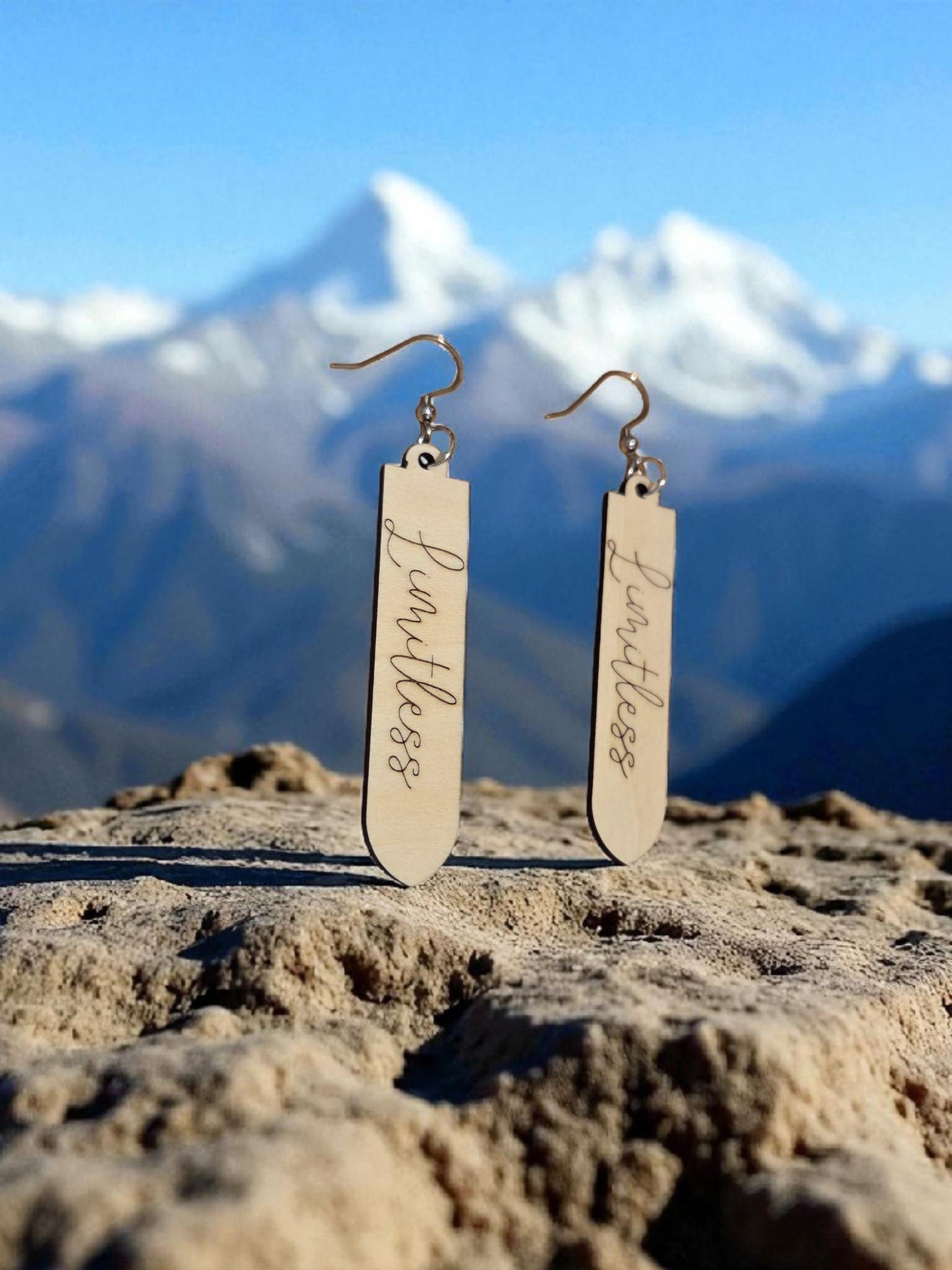Engraved Basswood Sword Earrings: Limitless Dangle Jewelry